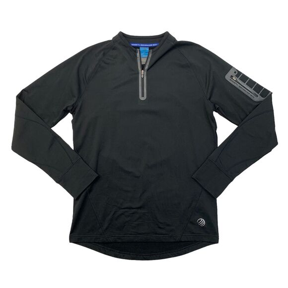 Mondetta Training Sweatshirt Mens M Medium Black Running Quarter Zip Thumb Holes - Picture 1 of 12